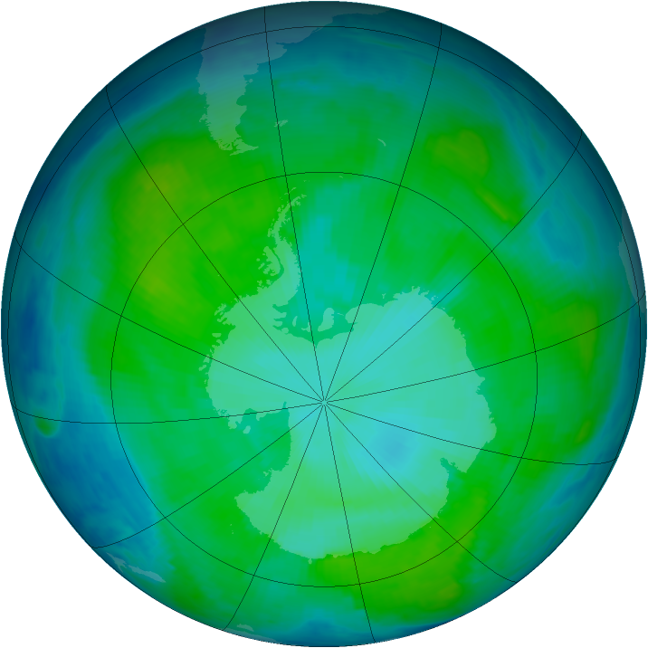 Antarctic ozone map for 11 January 1997